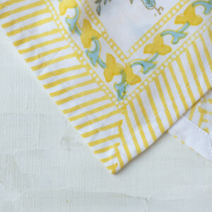 Lemon Cotton Block Print Napkin - set of 4