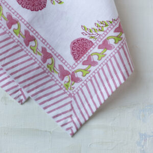 Raspberry Cotton Block Print Napkin - Set of 4