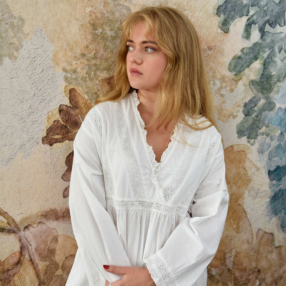 Tabitha Long Sleeve White Nightdress