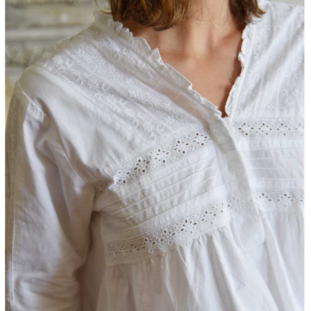 Elizabeth Long Sleeve White Nightdress