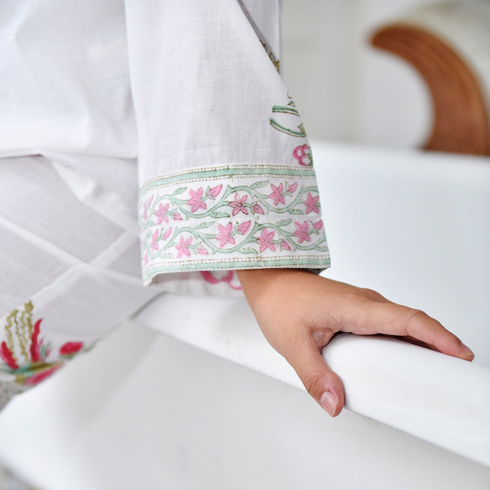 Pink & Mint Block Print Pyjamas