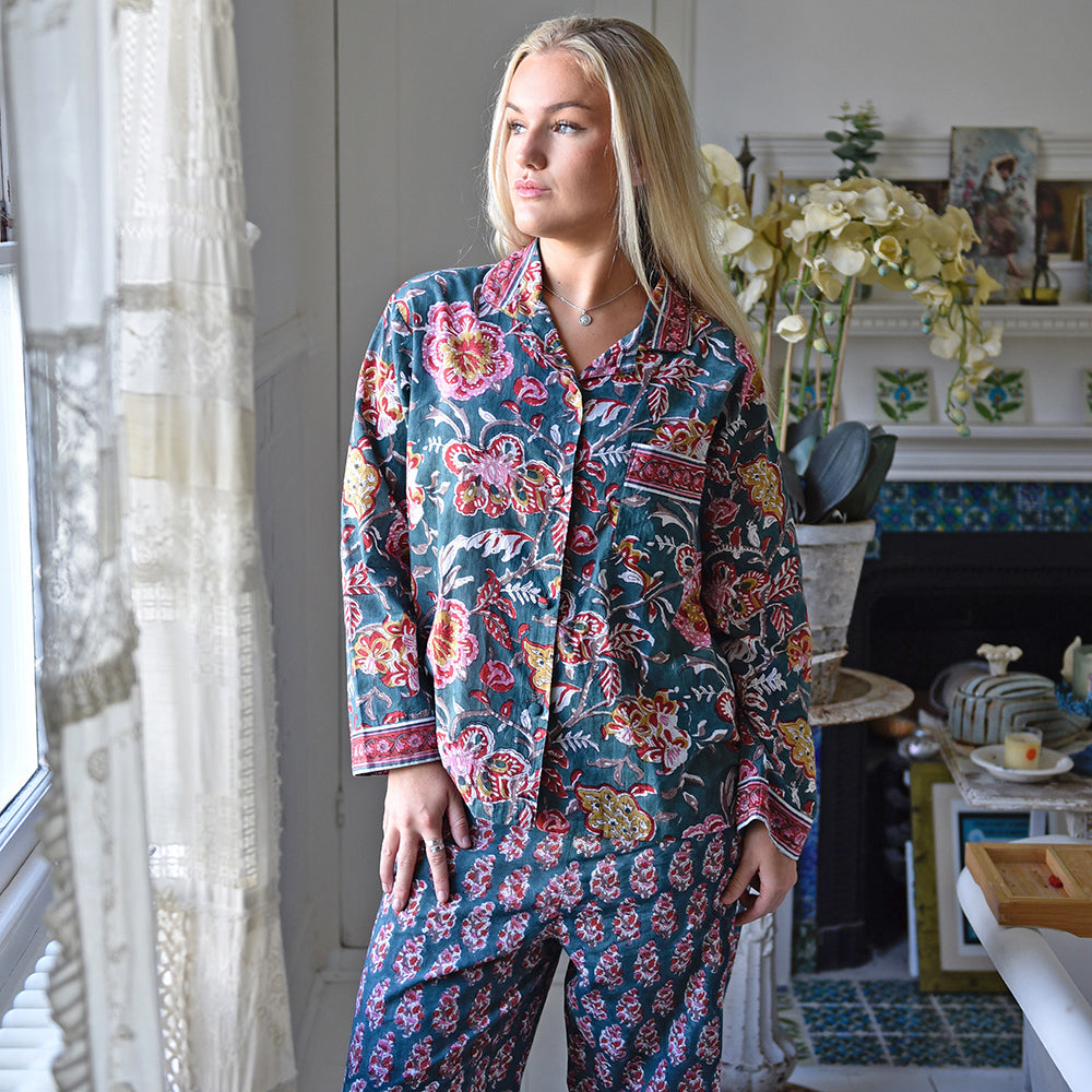 Pine Green Multi Floral Print Pyjamas