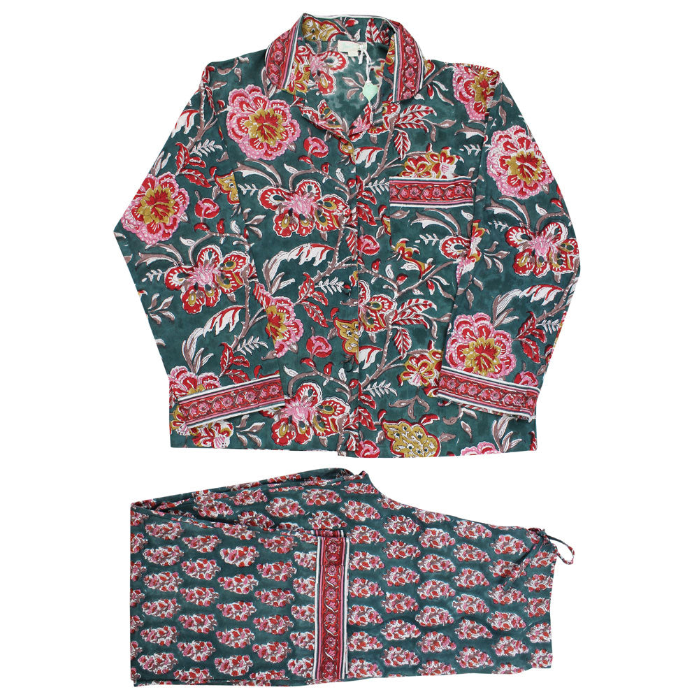 Pine Green Multi Floral Print Pyjamas