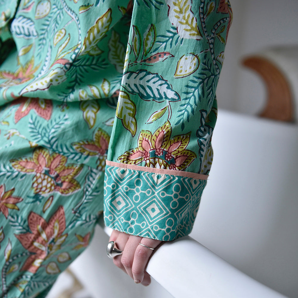 Turquoise, Pink & Olive Floral Pyjamas