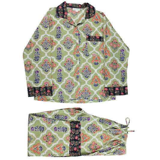 Green Floral Trellis Print Pyjamas
