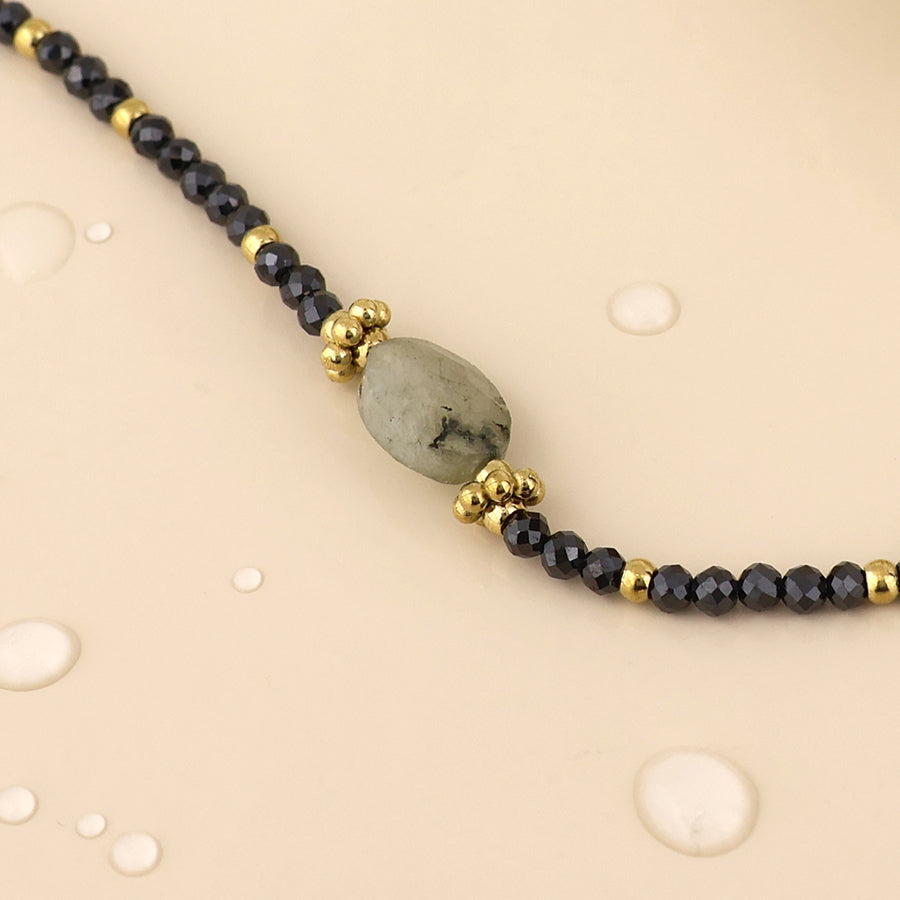 (180) Nyx, Black & Grey Stone Bracelet