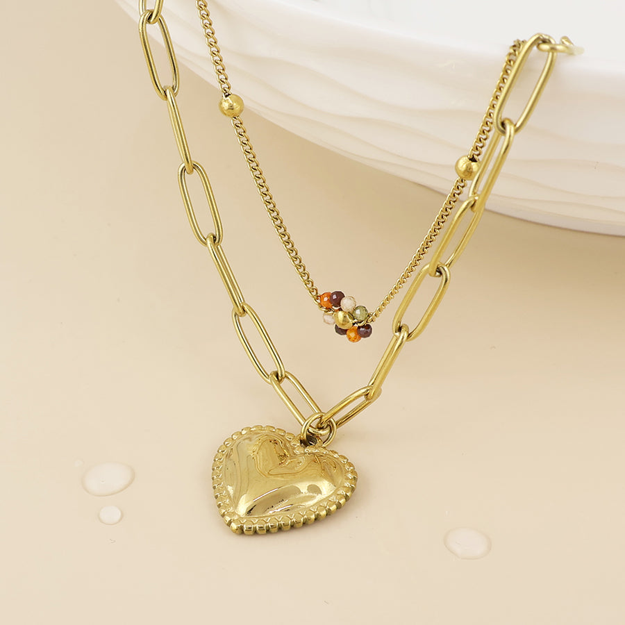 (190) Roma, Heart & Flower Necklace