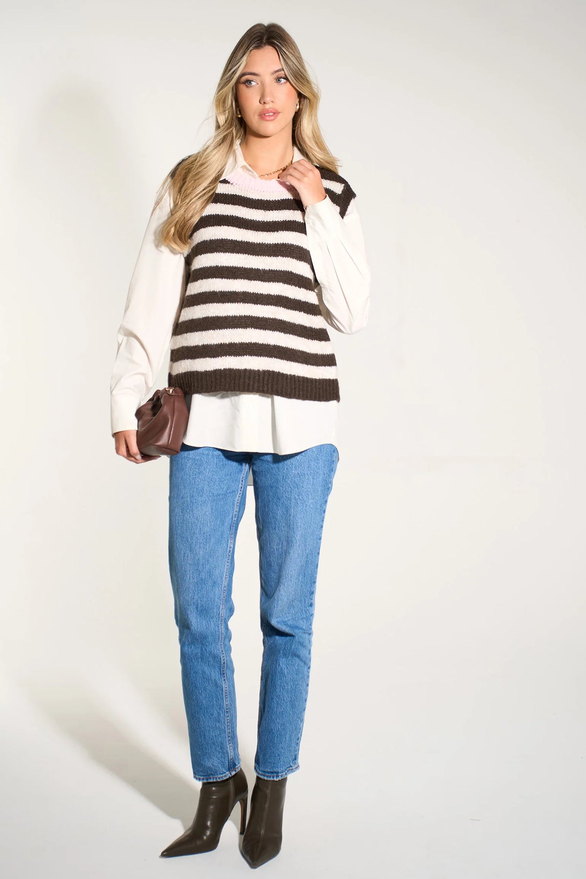 Brown/Cream Striped Wool Tank Top
