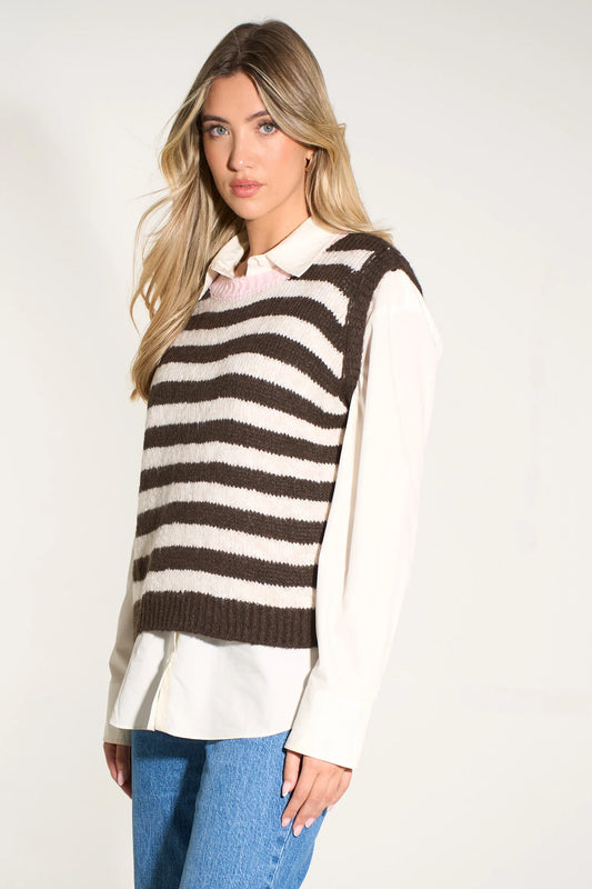 Brown/Cream Striped Wool Tank Top