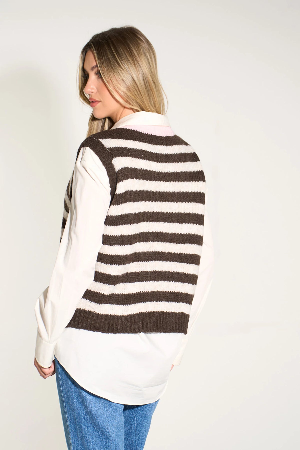 Brown/Cream Striped Wool Tank Top