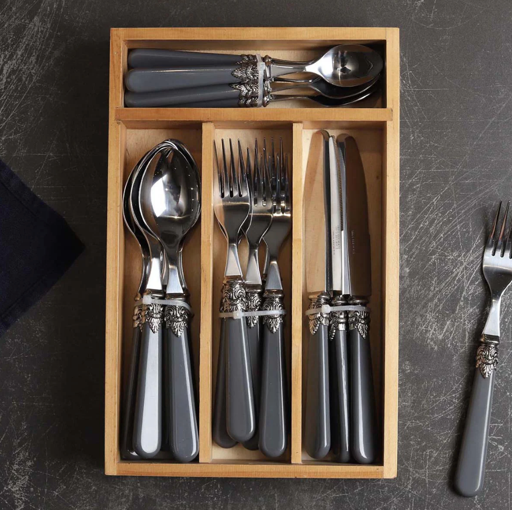 Grey Handle 24pc Cutlery Set