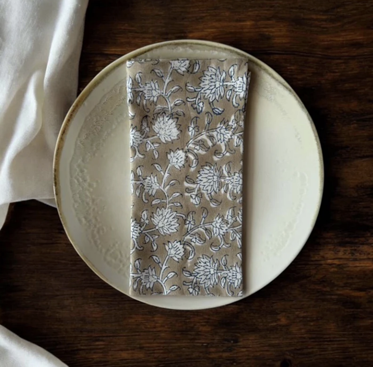 Soft Putty Pink Floral Napkins - set of 4