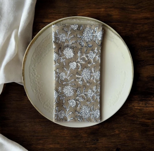 Soft Putty Pink Floral Napkins - set of 4