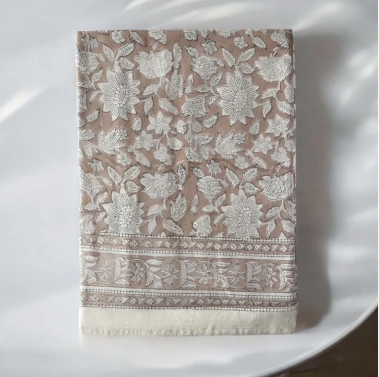 Soft Putty Pink Floral Tablecloth