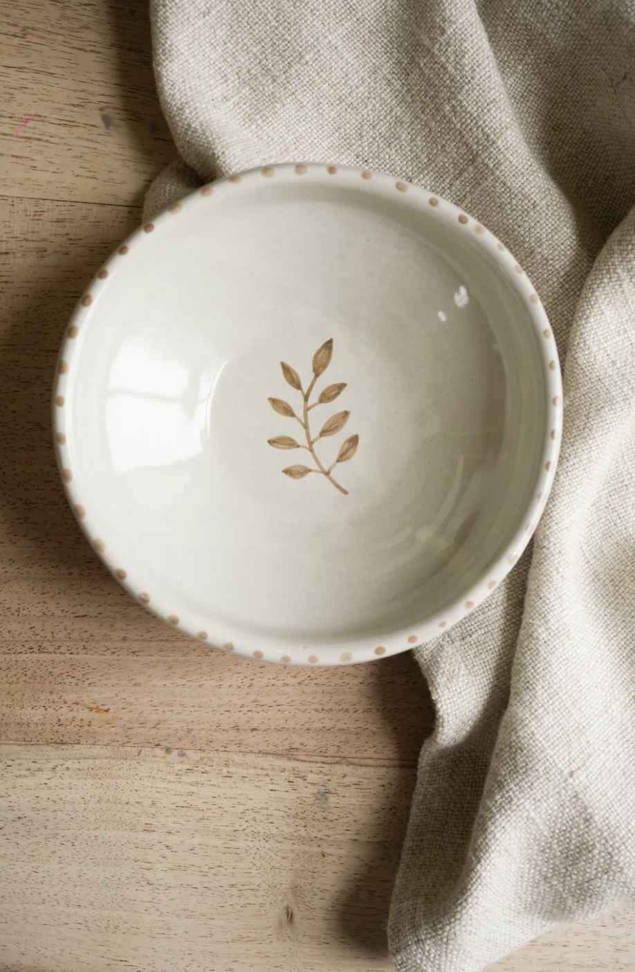 Hand Painted Botanic Snack Bowl - Taupe