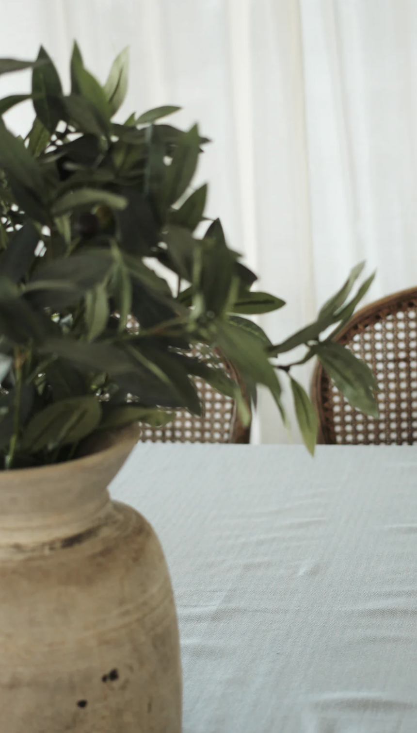 Cotton Herringbone Tablecloth - Blue