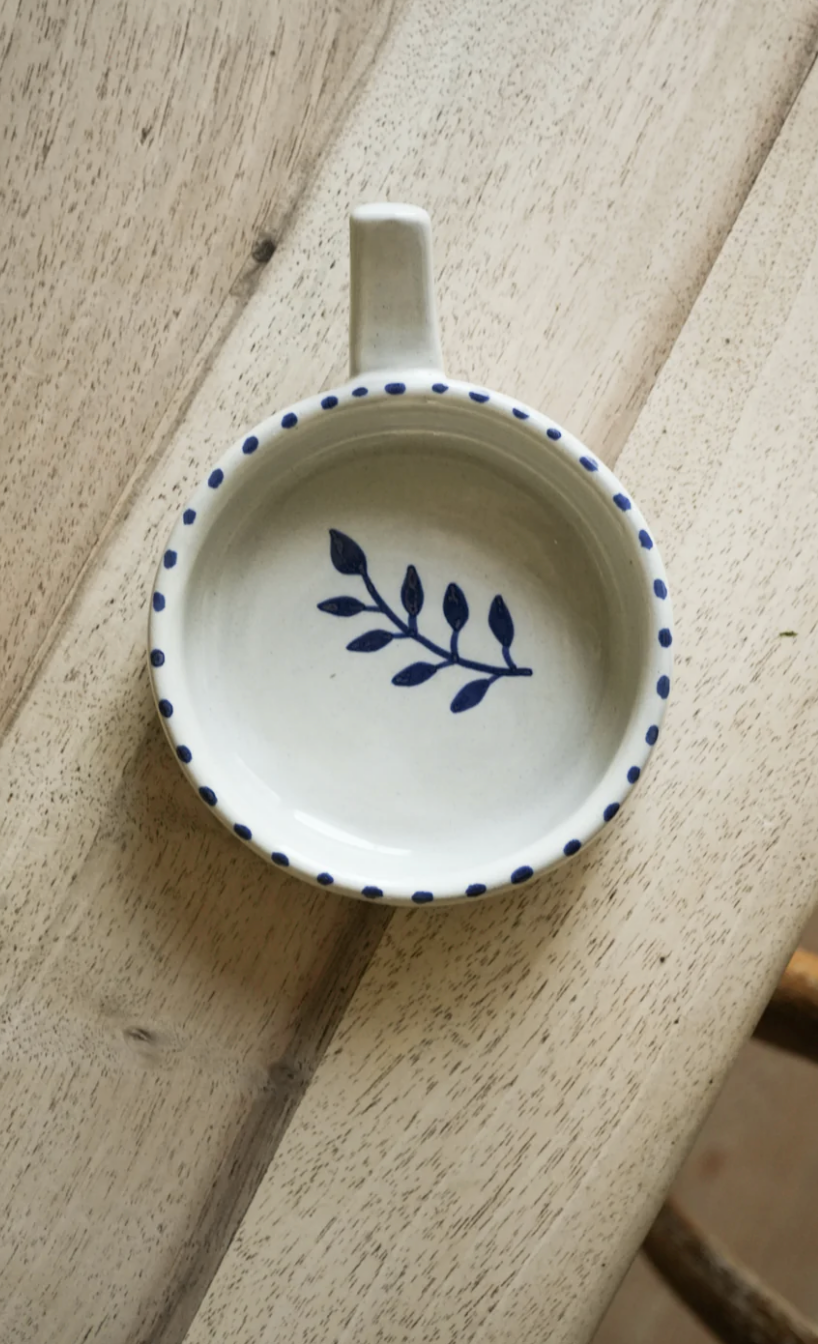 Hand Painted Botanic Olive Dish - Ink