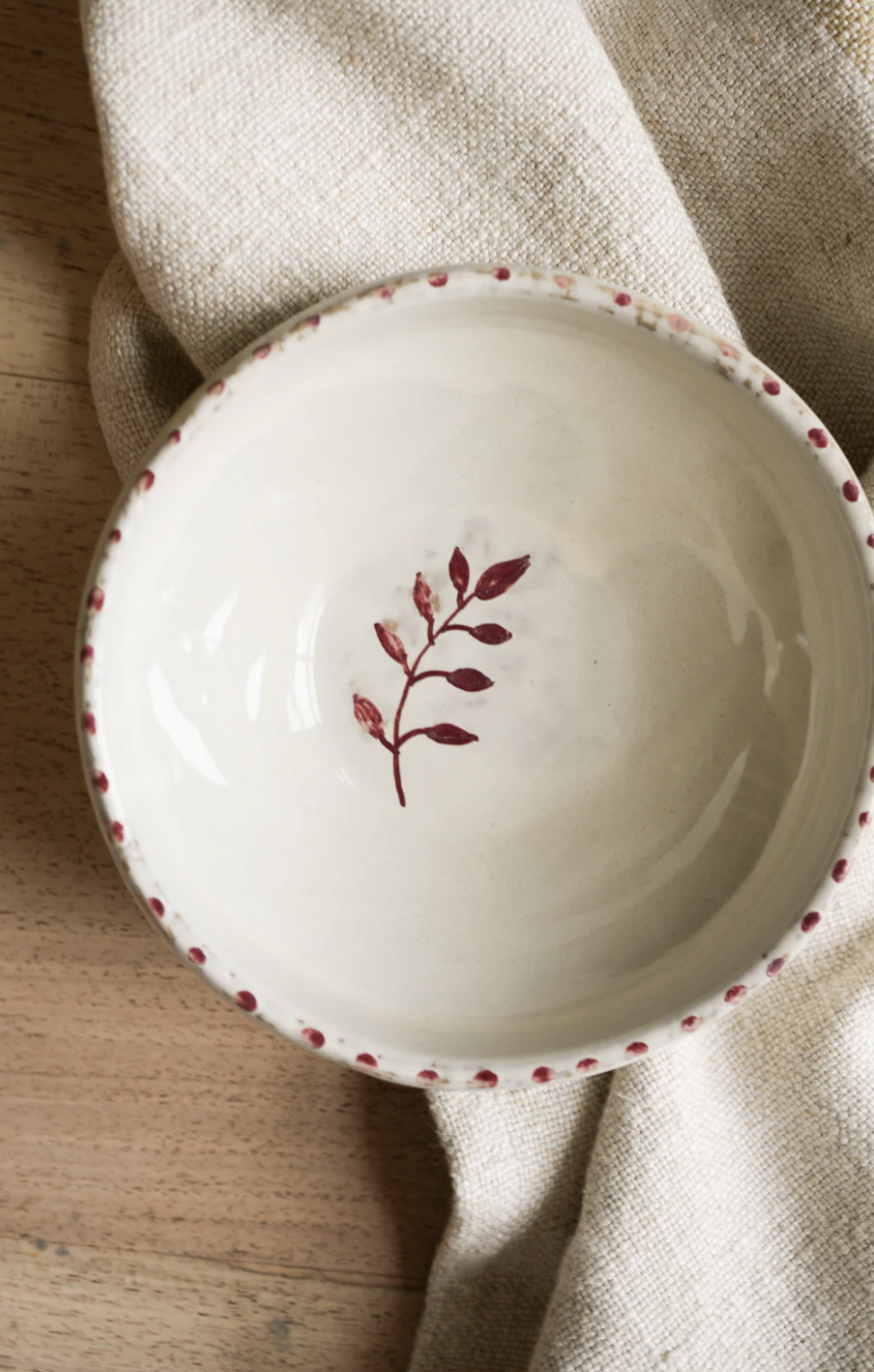 Hand Painted Botanic Snack Bowl - Brick
