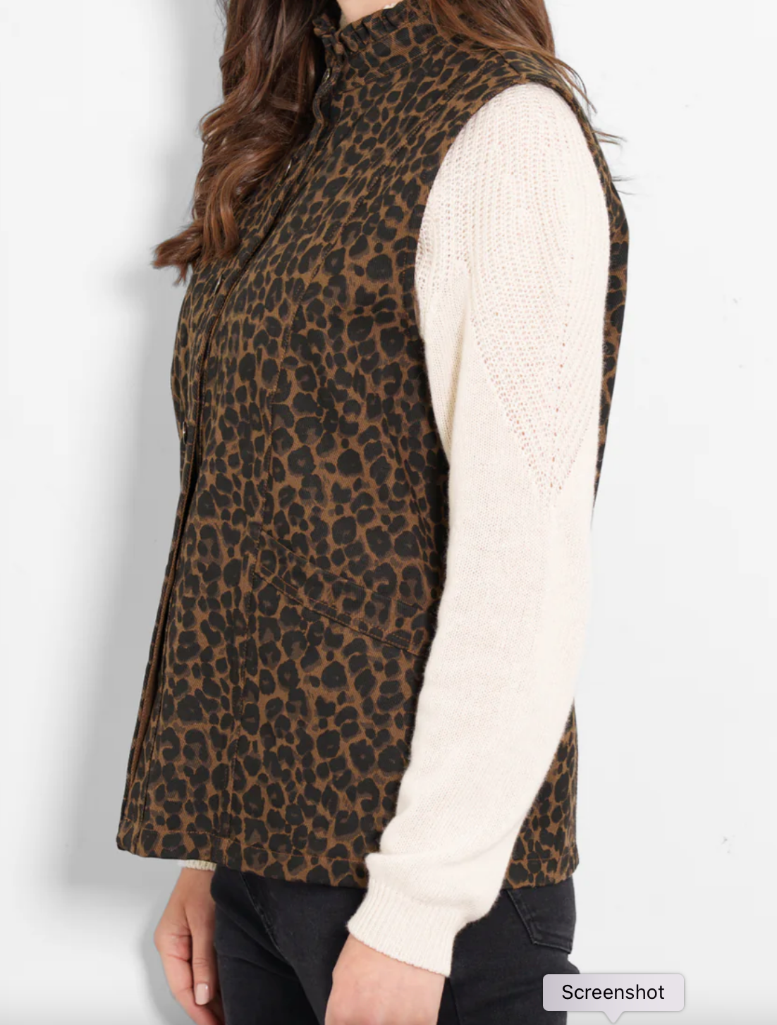 Montana, Denim Gilet - Leopard