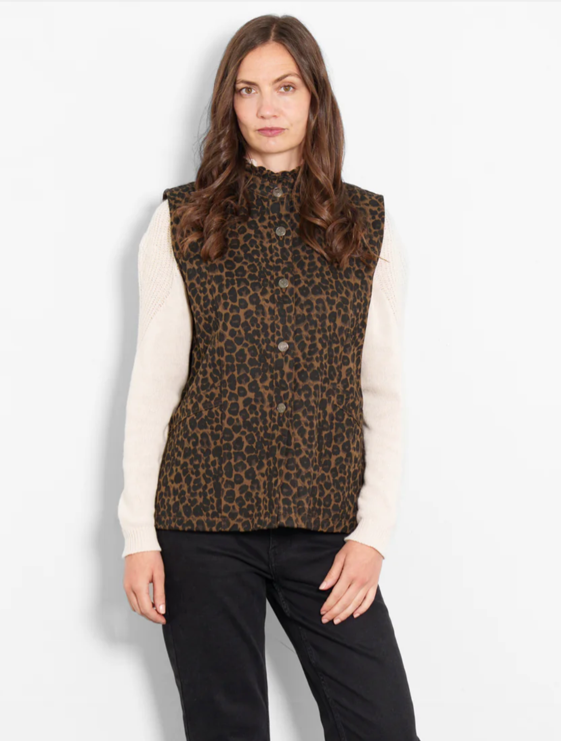 Montana, Denim Gilet - Leopard