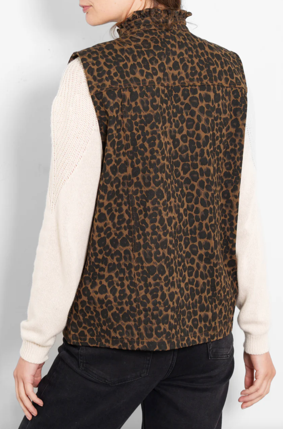 Montana, Denim Gilet - Leopard