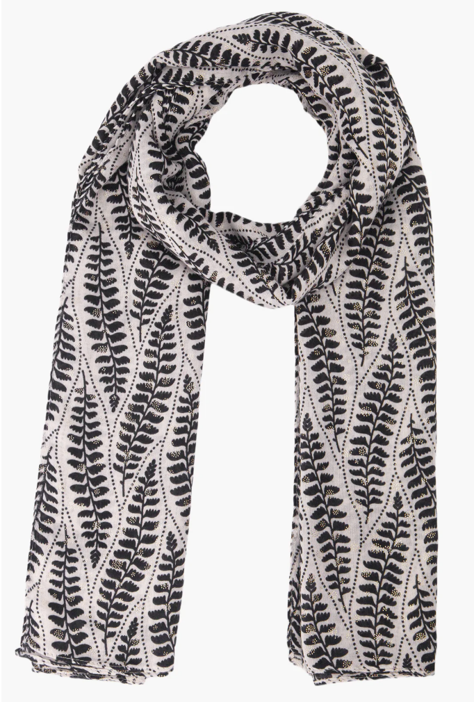Scarf - Clover Fern Leaf - Black & Cream