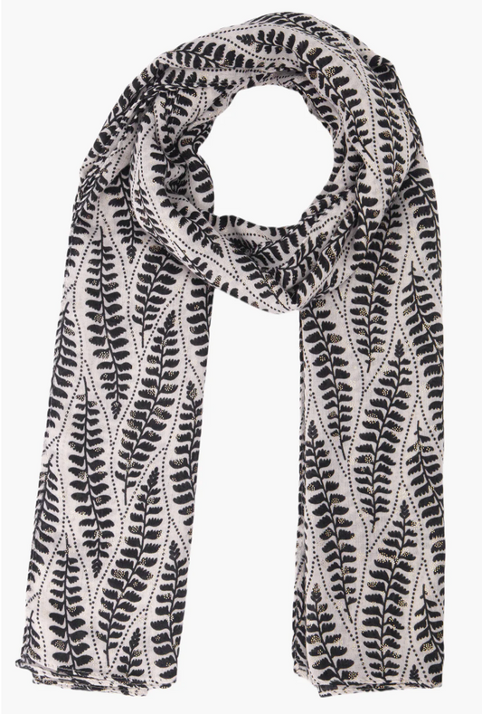 Scarf - Clover Fern Leaf - Black & Cream