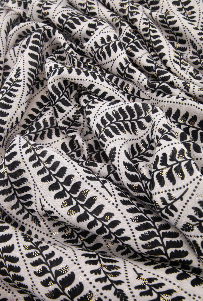 Scarf - Clover Fern Leaf - Black & Cream