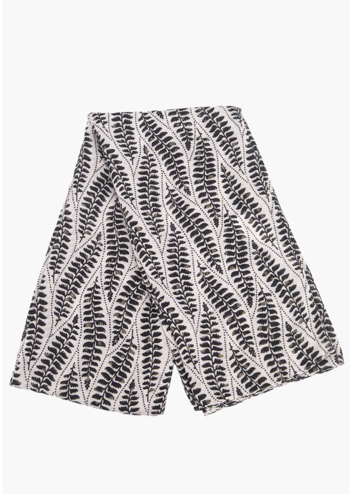 Scarf - Clover Fern Leaf - Black & Cream