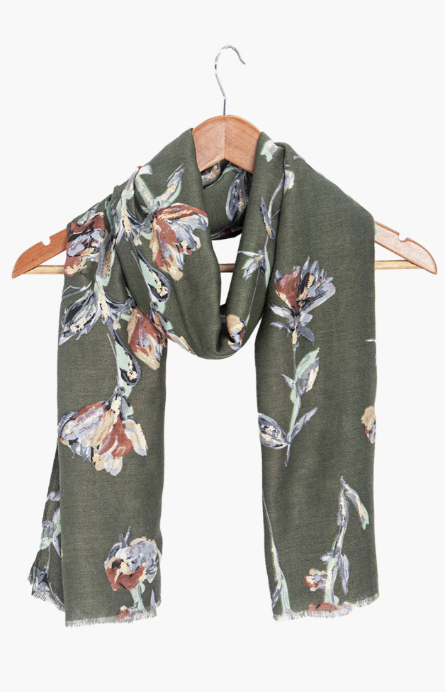 Scarf - Vaeda Floral - Khaki