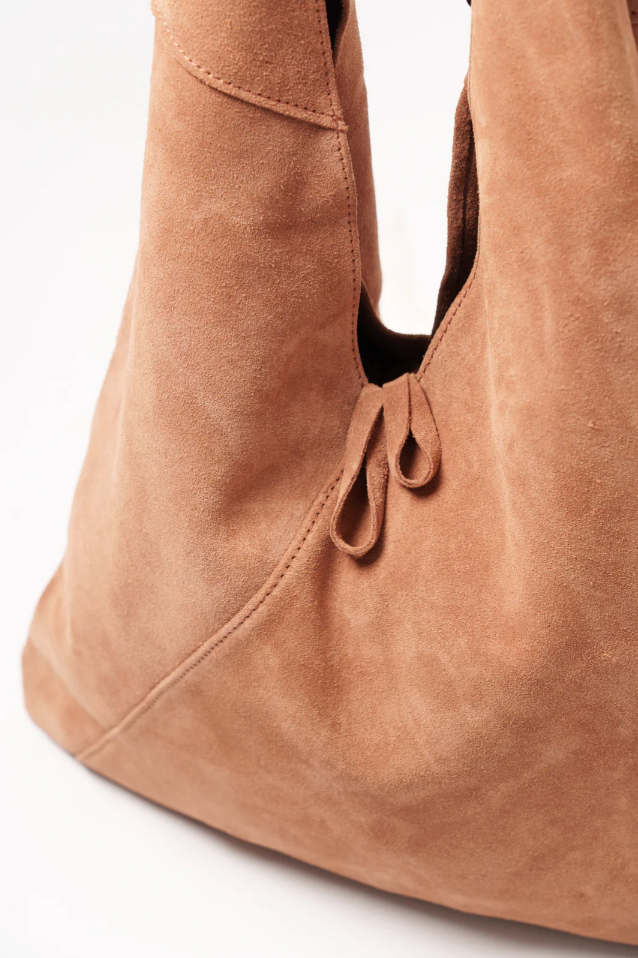 Nell, Italian Suede Bag - Tan