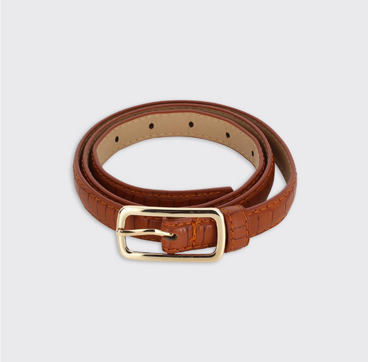 Faux Croc Belt - Tan