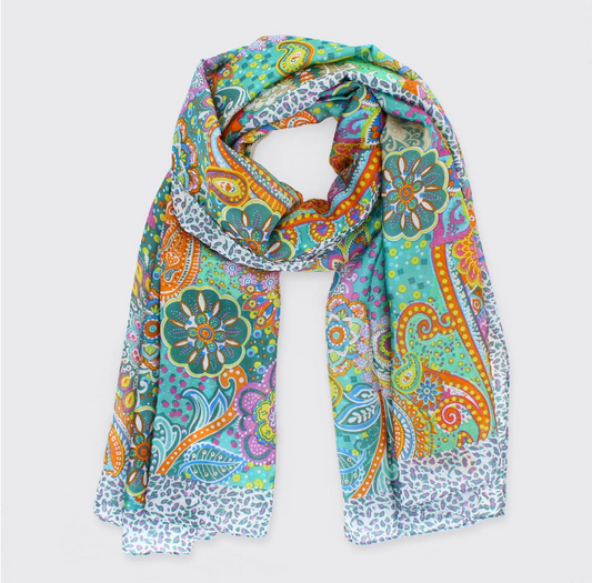 Kaleidoscope Turquoise Long Scarf