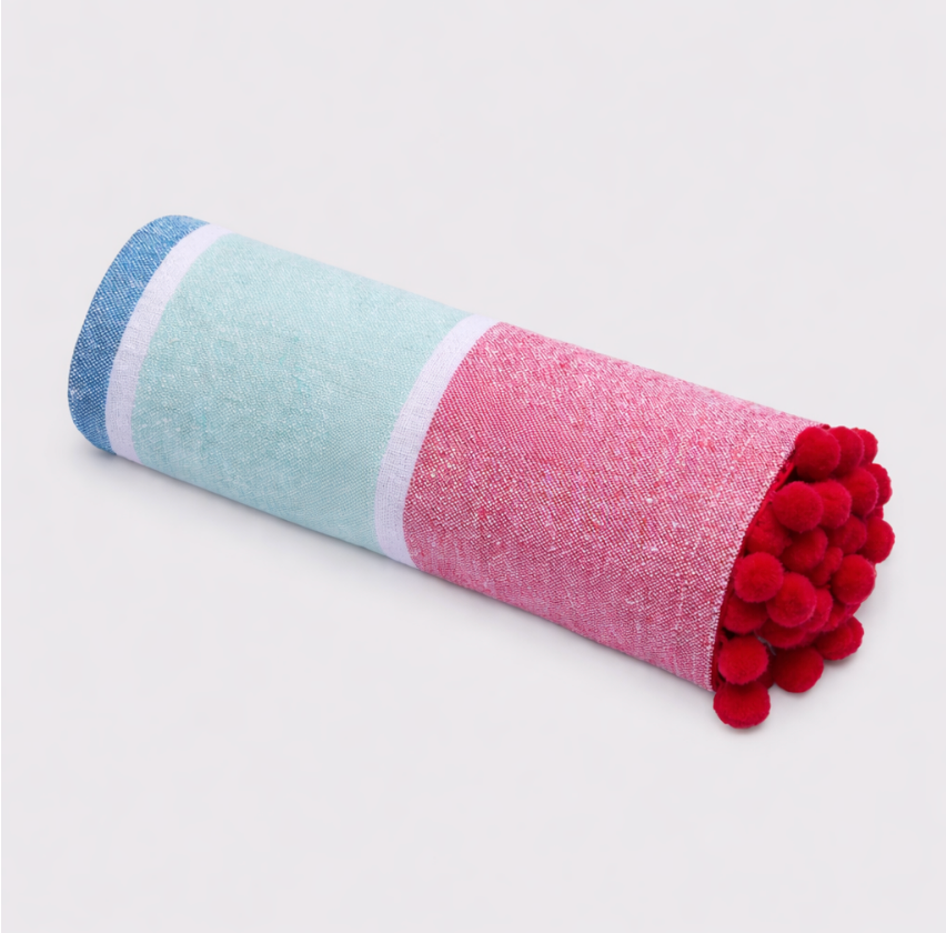 Hammam Towel - Red Pom Pom
