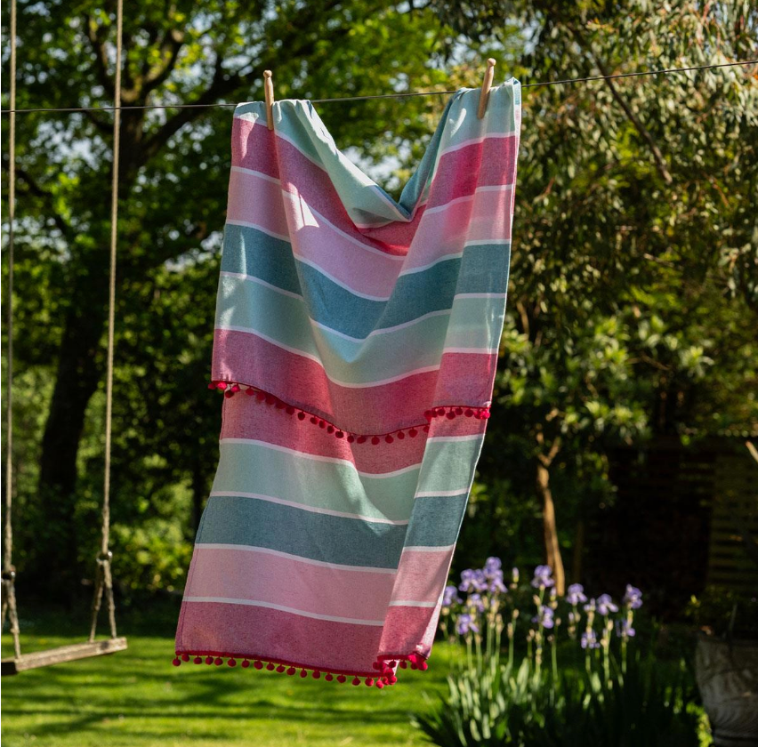 Hammam Towel - Red Pom Pom