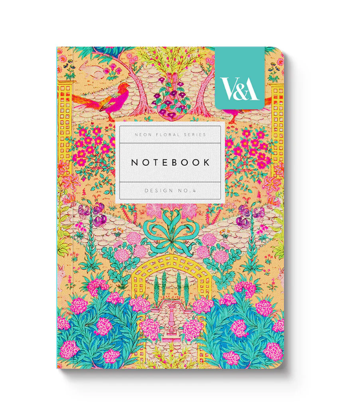V&A - Neon Floral Ornate Garden Notebook (A6)