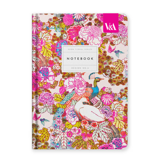 V&A, Neon Floral Peacock Notebook (A5 HB)