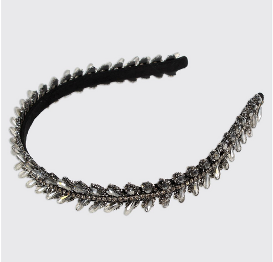 Crystal Teardrop Headband - Black