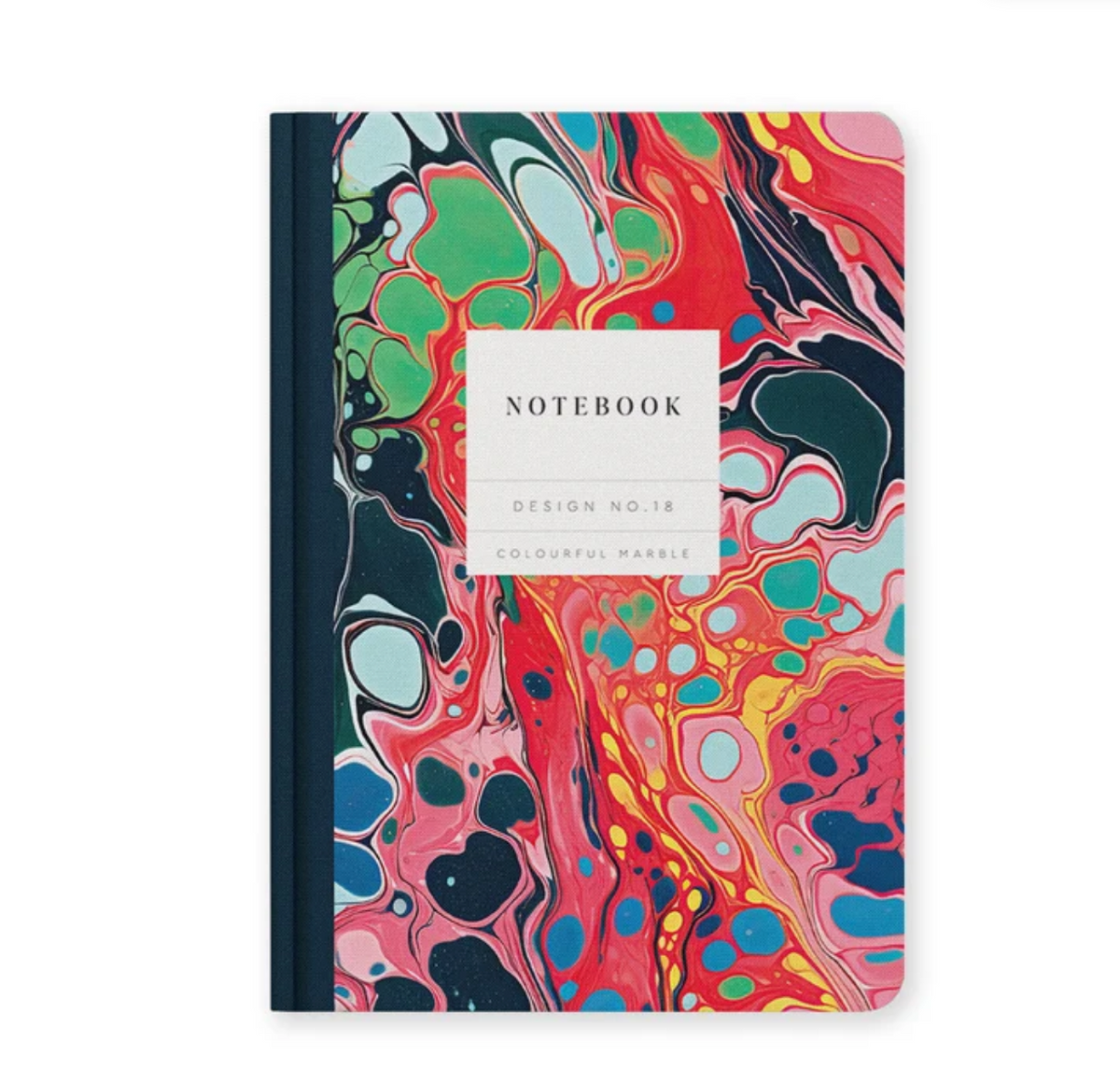 Design No.18, Colourful Marble, Hardback Notebook (A5)