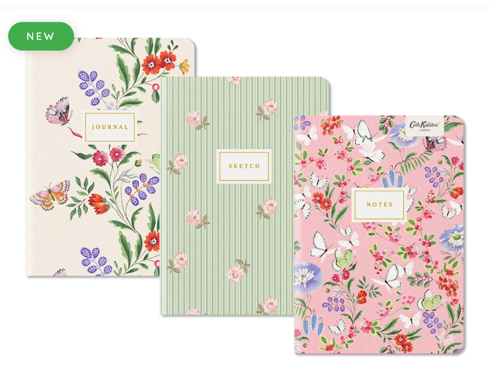 Butterfly Florals, 3 Stitched Notebook Set (B6)