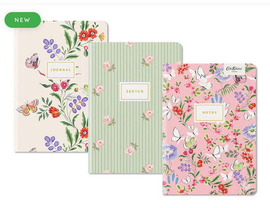 Butterfly Florals, 3 Stitched Notebook Set (B6)