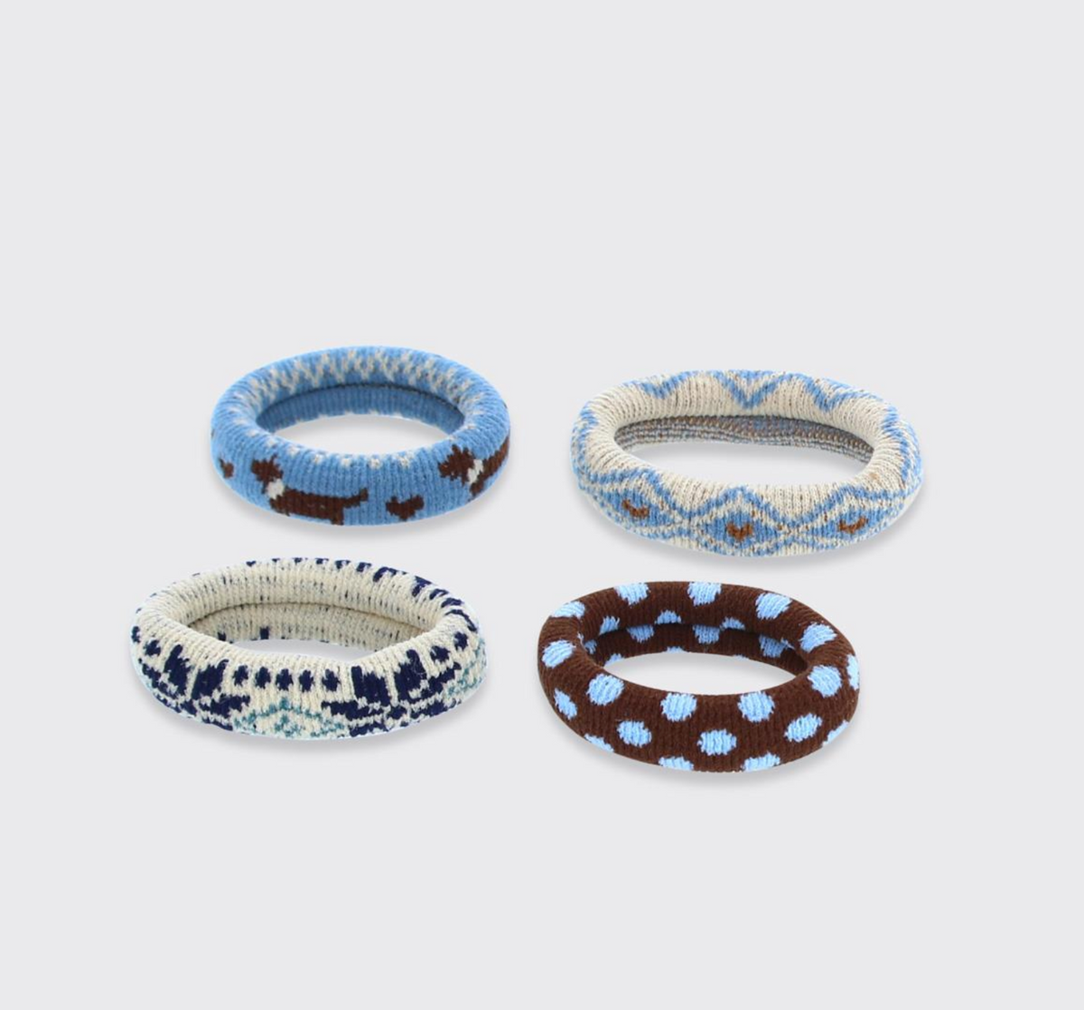 Blue,Brown, Cloud Set 4x Hair Bands