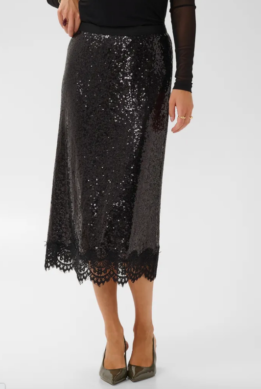 Black, Freya Sequin Skirt