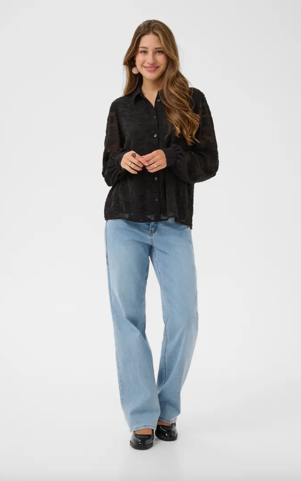 Missandra Black Burn-out Blouse