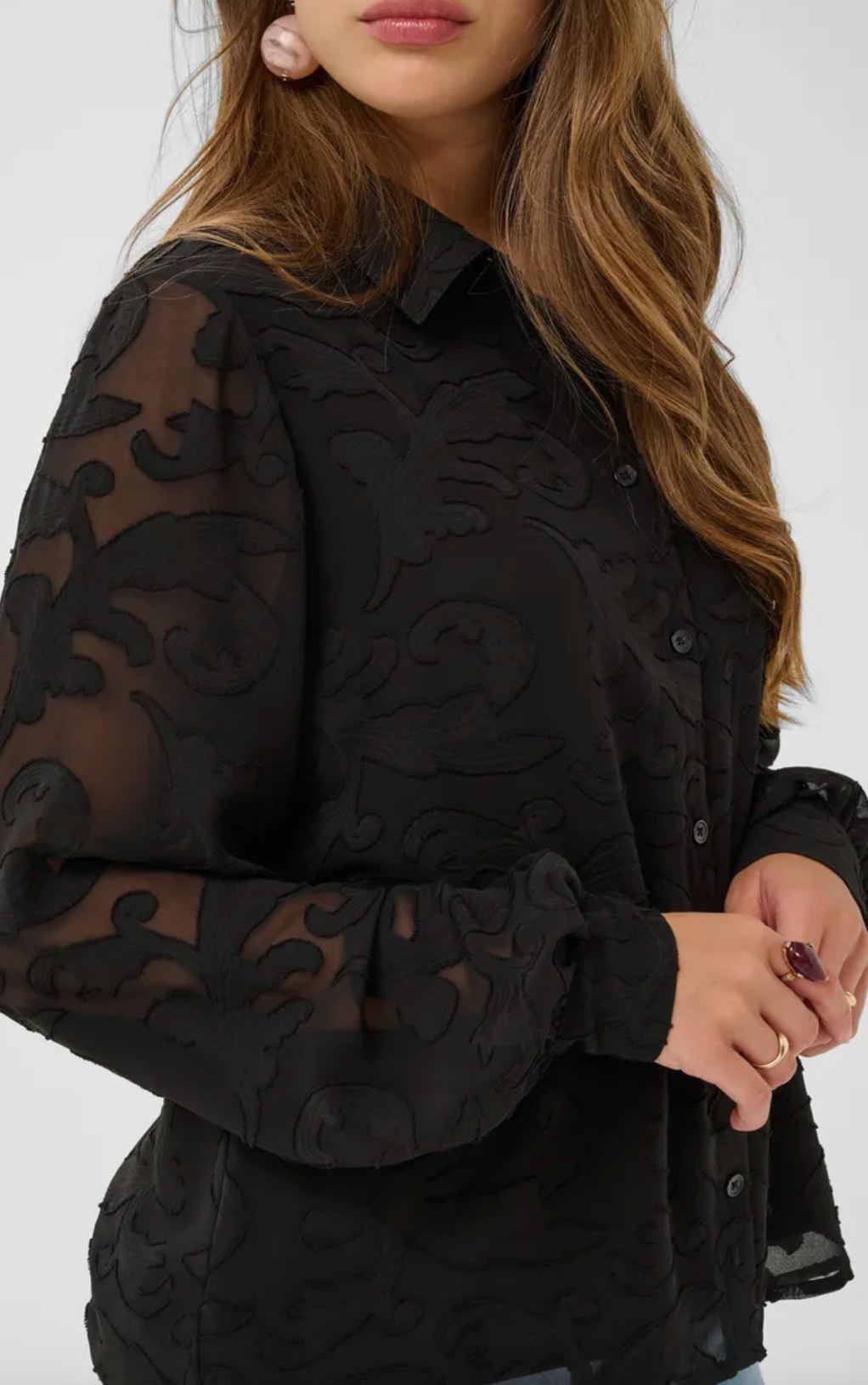 Missandra Black Burn-out Blouse