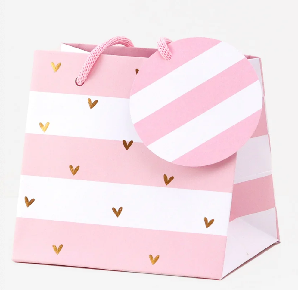 Pink Stripes & Hearts Gift Bag