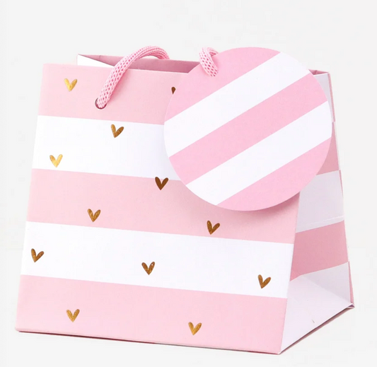 Pink Stripes & Hearts Gift Bag