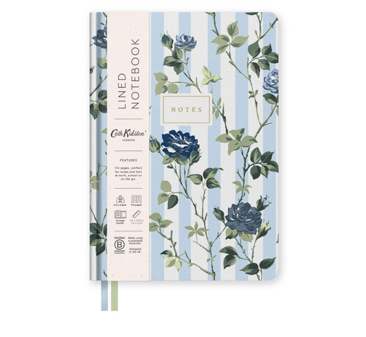 Blue Stripe Floral Hardback Notebook (A5)
