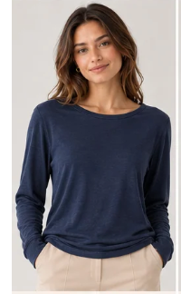 Navy Cashmere Blend Layering Top