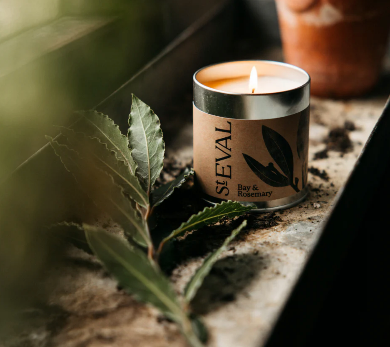 St Eval Scented Tin Candle - Bay & Rosemary